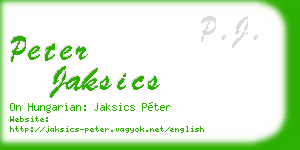 peter jaksics business card